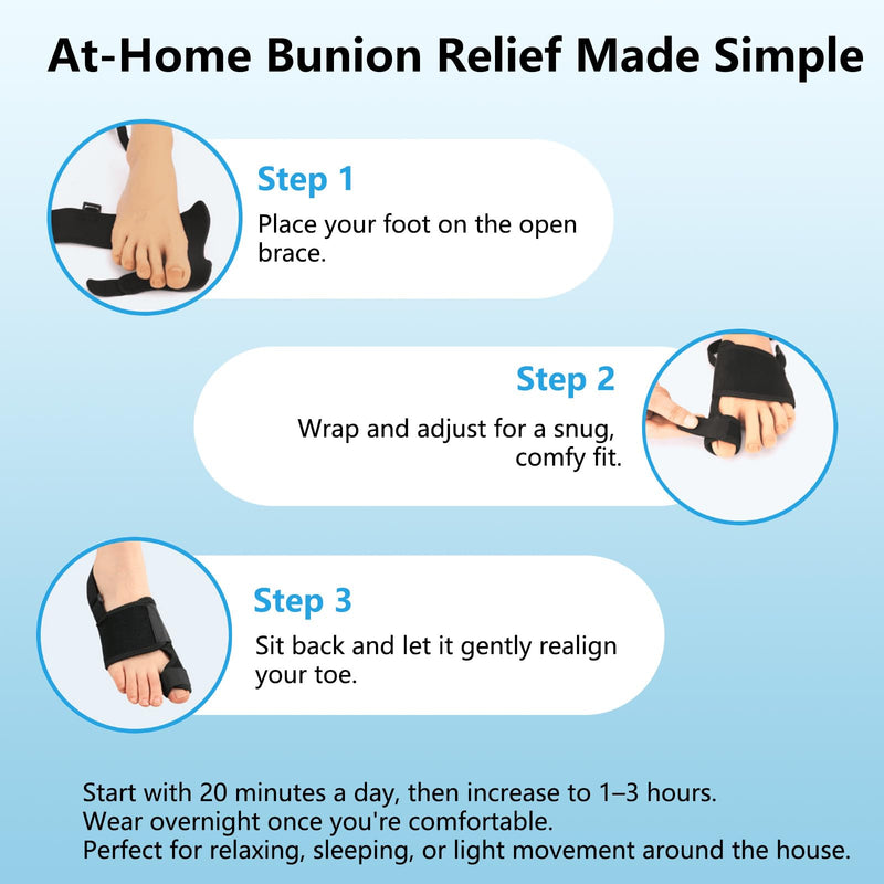 [Australia] - Bunion Corrector Pro 2.0 for Women & Men, Bunion Brace Big Toe Straightener for Left & Right Foot, Say Goodbye to Hallux Valgus (Black, 1 Pair) 