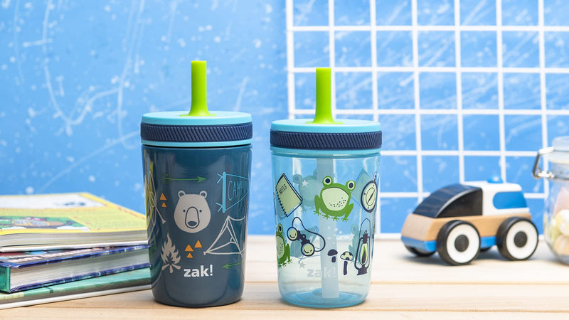 [Australia] - Zak Designs Campout and Camping Kelso Tumbler Set, Leak-Proof Screw-On Lid with Straw, Bundle for Kids Includes Plastic and Stainless Steel Cups with Bonus Sipper, 3pc Set, Non-BPA 3 Piece Set 
