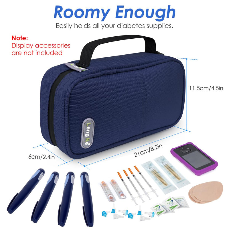 [Australia] - YOUSHARES Insulin Cooler Bag with 2 Ice Packs - 21*11.5*6CM Portable but Large Capacity Medication Case for Diabetics Keep Supplies Safe and Cold Diabetes Bag (Navy Blue) Y10-Navy Blue 