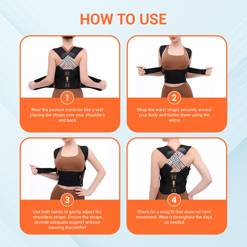 Posture Corrector-Back Brace for Men and Women, Adjust Posture To Limit Hunching, Support Back And Neck Pain, Improve Your Figure, Stretchable And Breathable, Adjustable Size (Medium) Medium