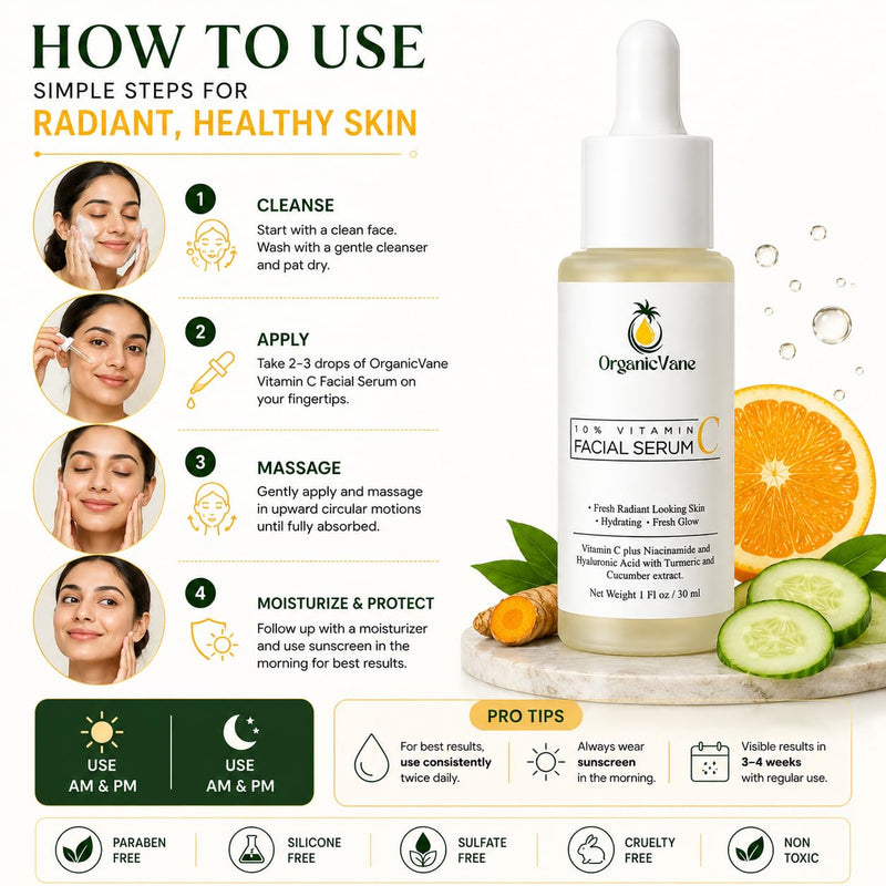 Vitamin C Serum 10% for Face – Powerful Anti-Aging Brightening Serum with Hyaluronic Acid, Niacinamide & Turmeric, Dark Spot Corrector, Reduces Wrinkles & Fine Lines for Youthful Glowing Skin, 1 oz