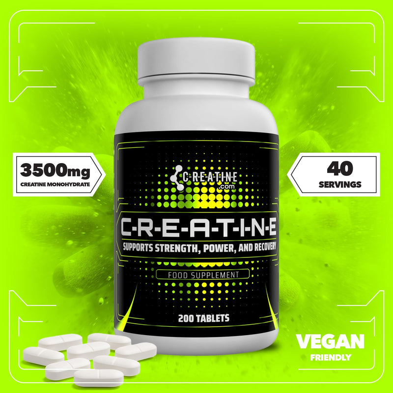Creatine Tablets 3500mg – 200 Tablets | High Strength Muscle & Strength Support | Pure Creatine Monohydrate Supplement | Pre/Post Workout | Vegan-Friendly | Made in UK 200 count (Pack of 1)