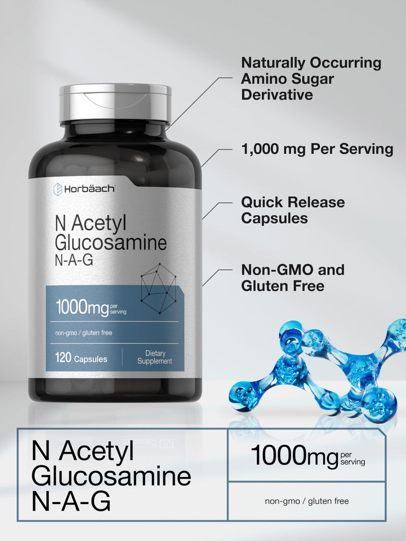 [Australia] - Horbaach N-Acetyl Glucosamine 1000 mg | 120 Capsules | N-A-G Supplement Pills | Non-GMO & Gluten Free 