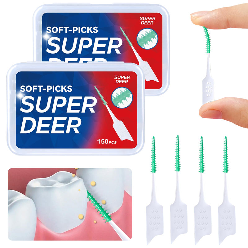 Super Deer Dental Floss Picks Soft Silicone interdental Brush, Braces Brush, Floss Picks for Teeth, Disposable interdental Brush, Suitable for Cleaning Teeth Health (2) 2