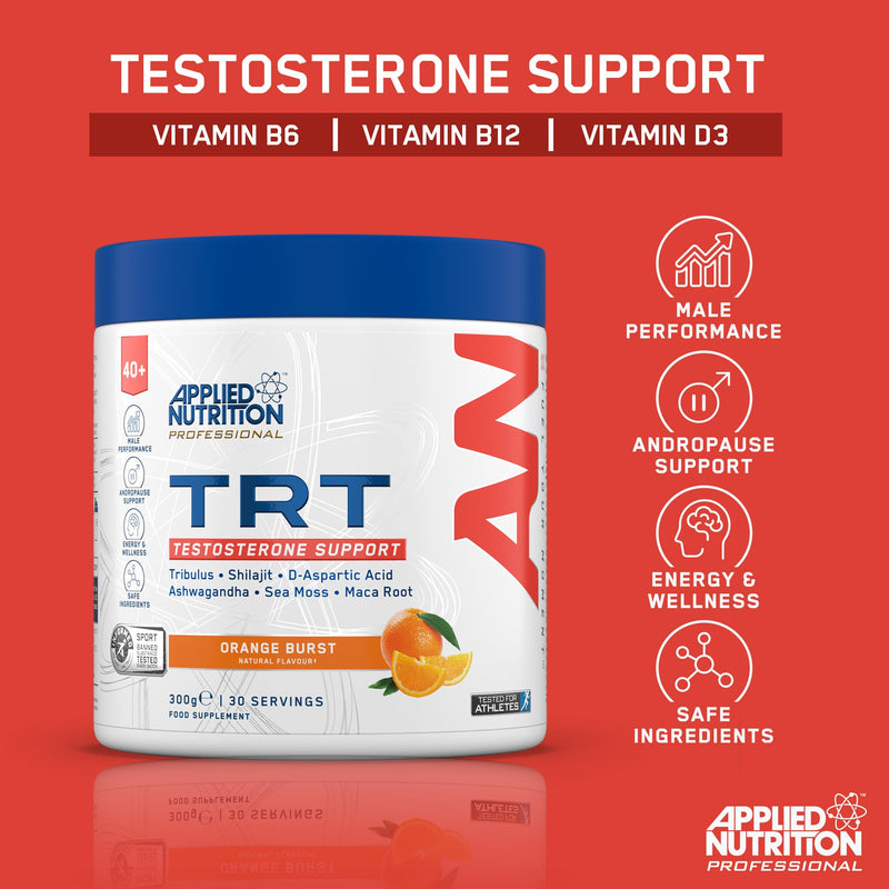 Applied Nutrition TRT for Men Over 40 | Zinc, Magnesium, D-Aspartic Acid, Maca, Ashwagandha & Sea Moss | Informed Sport – Lemon & Lime (300g – 30 Servings) 30 Servings (Pack of 1)