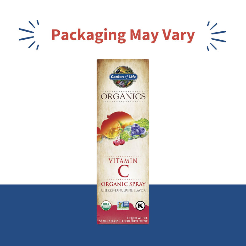 Garden of Life Organics Vitamin C Spray for Kids and Adults - Cherry Tangerine,Vitamin C Supplement,Antioxidant for Immune Support and Skin Health,2 fl oz Liquid Drops,(Pack of 2) Cherry-Tangerine 2 Fl Oz (Pack of 2)