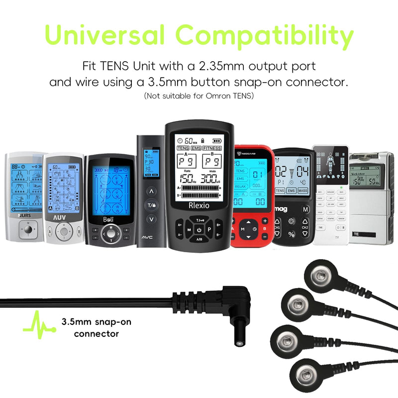 [Australia] - 20 Pack TENS Unit Electrode Pads with Wire Cable Combination Set. Reusable Premium Hydrogel Self-Adhesive TENS Unit Replacement Pads, Compatible with Belifu, AVCOO, NURSAL, TENS 7000, AUVON, Neocarbon Black 