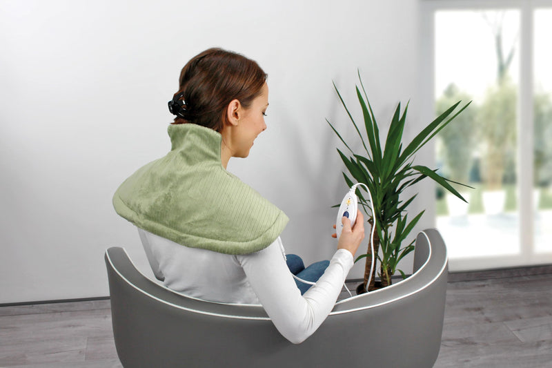 [Australia] - Hydas electric neck and shoulder heating pad, safe and targeted heat for the neck, back, shoulders, particularly soft fabric, including overheating protection (100 W, 220-240V), green, standard | 1 pack standard 