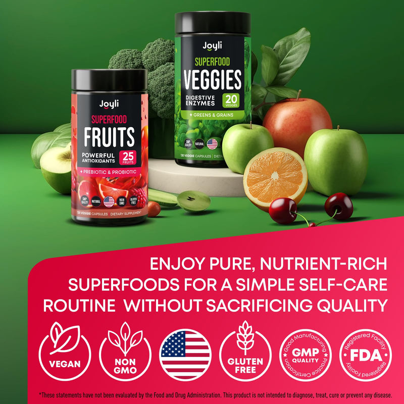 [Australia] - Fruits and Veggies Supplement - High Fiber Supplement for Immunity, Gut & Energy - Super Reds & Super Greens Supplements with Marshmallow Root - 240 Reds and Super Greens Powder Superfood Capsules 120 Count (Pack of 2) 
