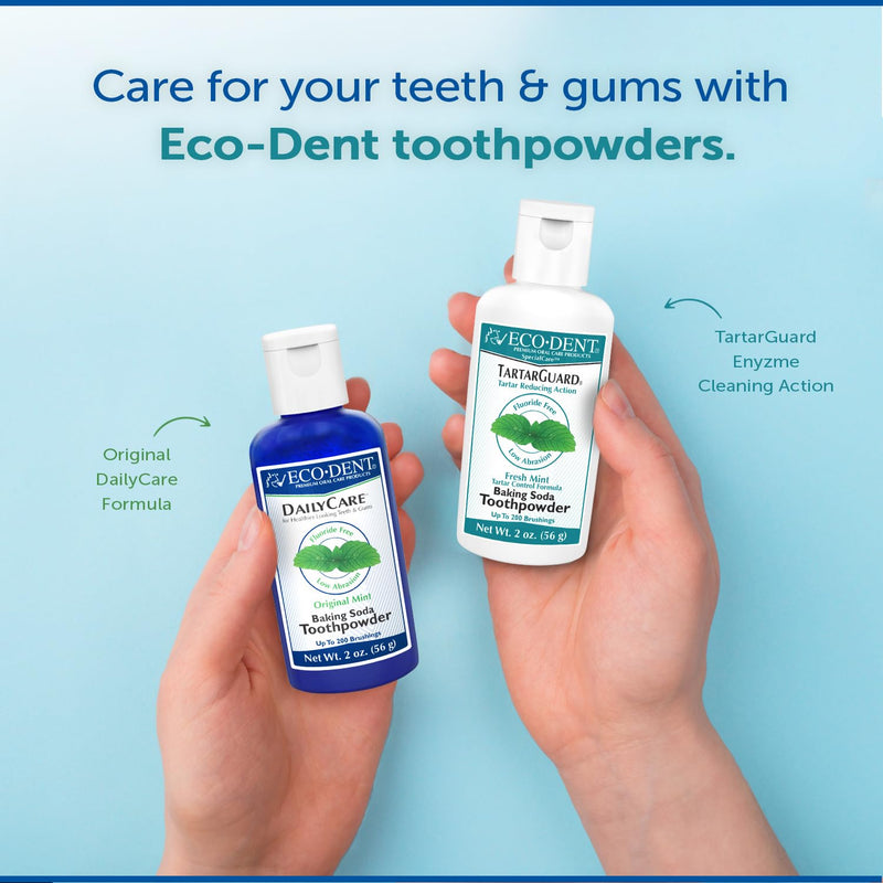 [Australia] - Eco-Dent TartarGuard Baking Soda Toothpowder - Enzyme Cleaning Action for Tartar Control, SLS-Free, Fluoride-Free Toothpaste Alternative, Fresh Mint Tooth Powder, 2 Oz (Pack of 2) 