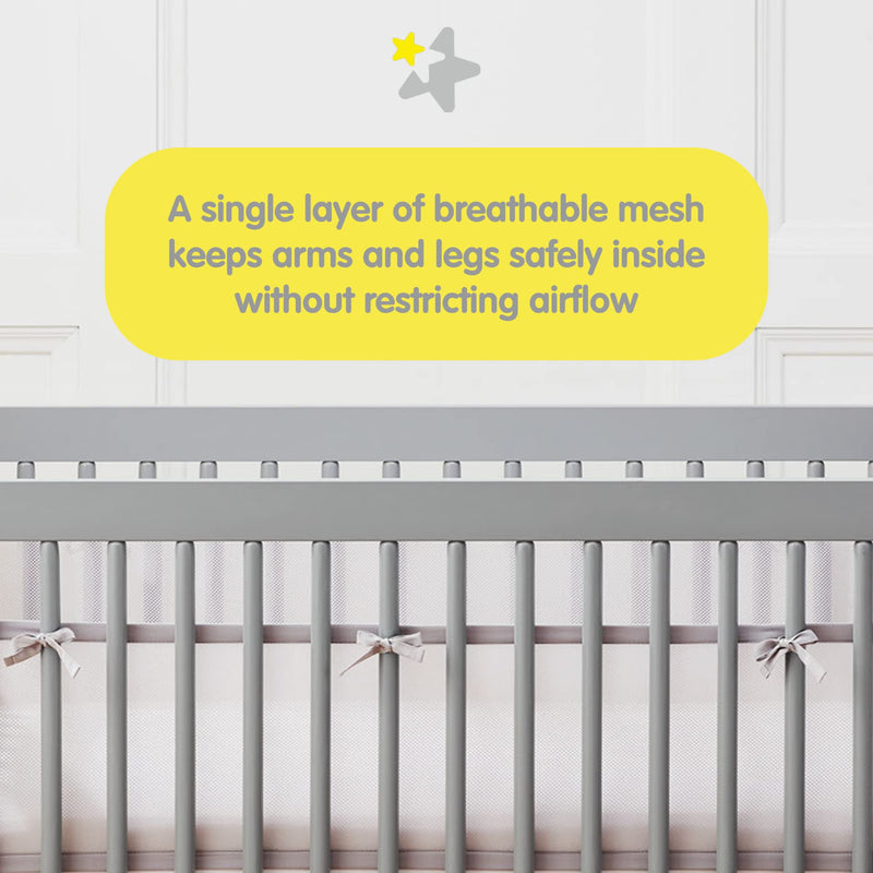 [Australia] - BreathableBaby Breathable Mesh Liner for Full-Size Cribs, Classic 3mm Mesh, White (Size 4FS Covers 3 or 4 Sides) 
