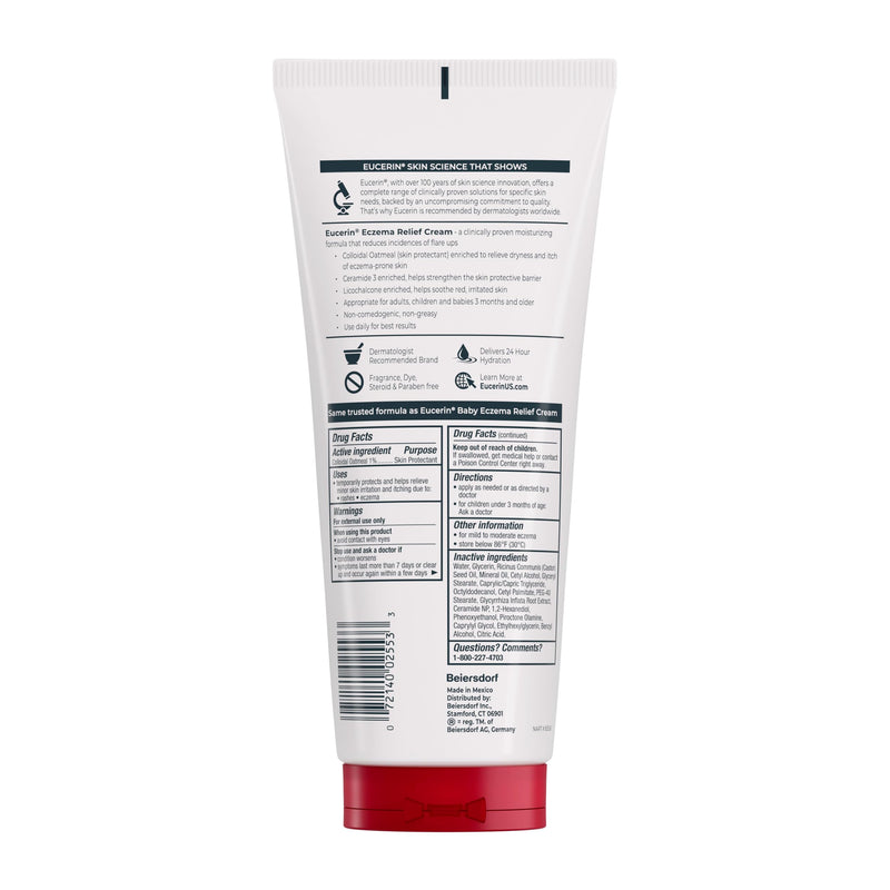 Eucerin Eczema Relief Cream with Colloidal Oatmeal, 14 OZ Fragrance Free 14 Ounce (Pack of 1)
