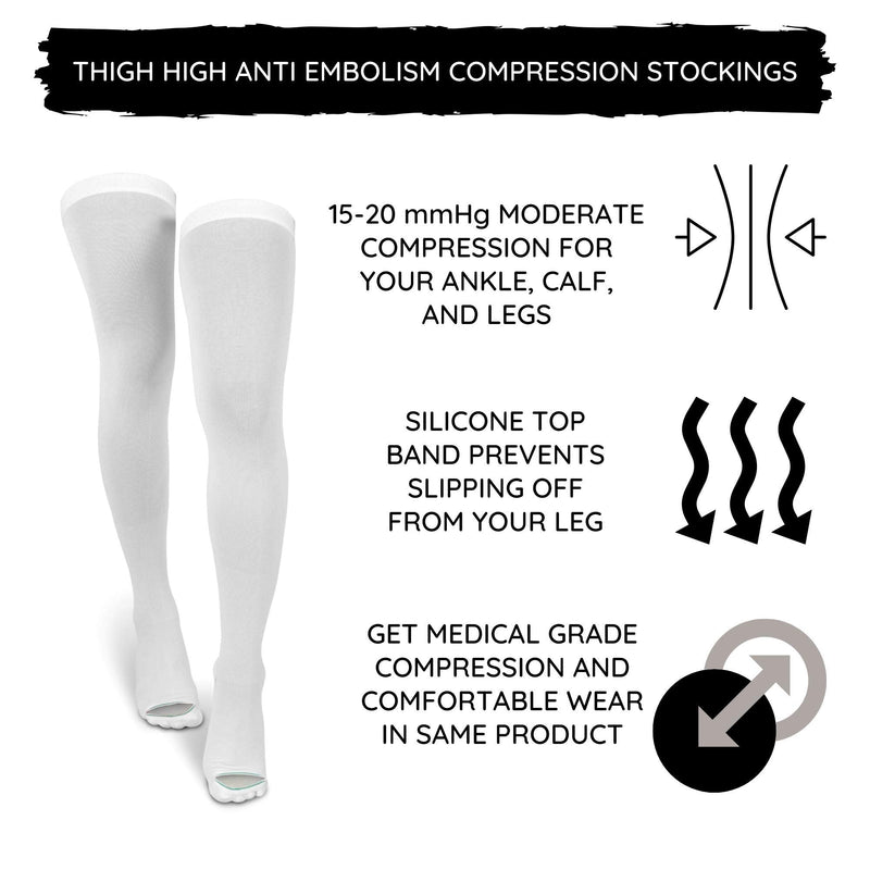 [Australia] - Compression Stockings Thigh High, Unisex Ted Hose Socks, 15-20 mmHg Moderate Level M 