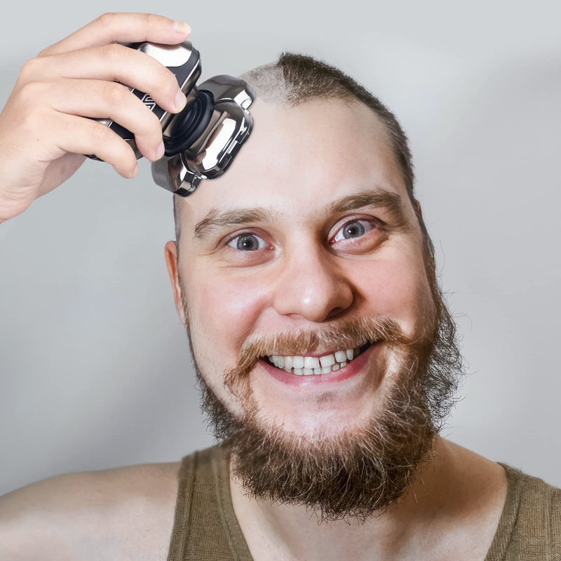 [Australia] - Telfun Electric Head & Body Hair Shaver, 9D Electric Bald Razor for Fast Shaving, Waterproof, USB-C & Wireless Charging Compatible with Travel Lock Silver 