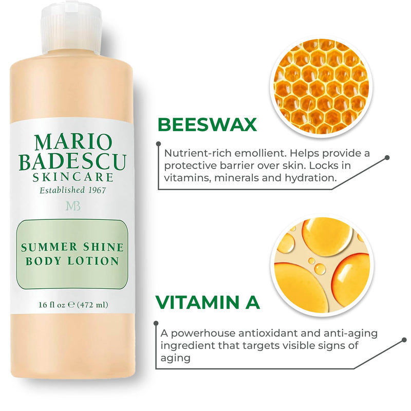 Mario Badescu Body Lotion, Nourishing and Softening Body and Hand Moisturizer For All Skin Types Summer Shine 16 Fl Oz (Pack of 1)