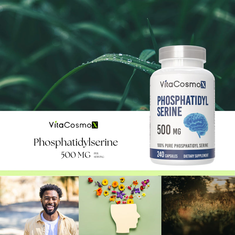 Phosphatidylserine, 500mg, 240 Veggie Capsules 100% Vegetarian, Non-GMO & Gluten Free 1