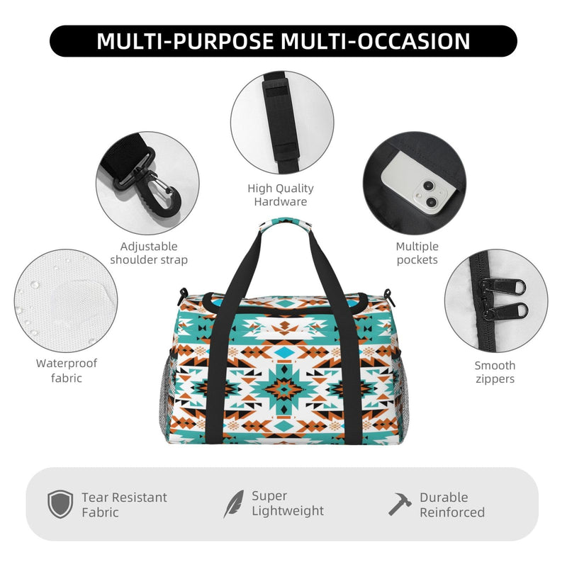 Duffle Bag Western Aztec Print Travel Duffel Bags for Men Women with Adjustable Strap Carry on Gym Bag Overnight Weekender Bag