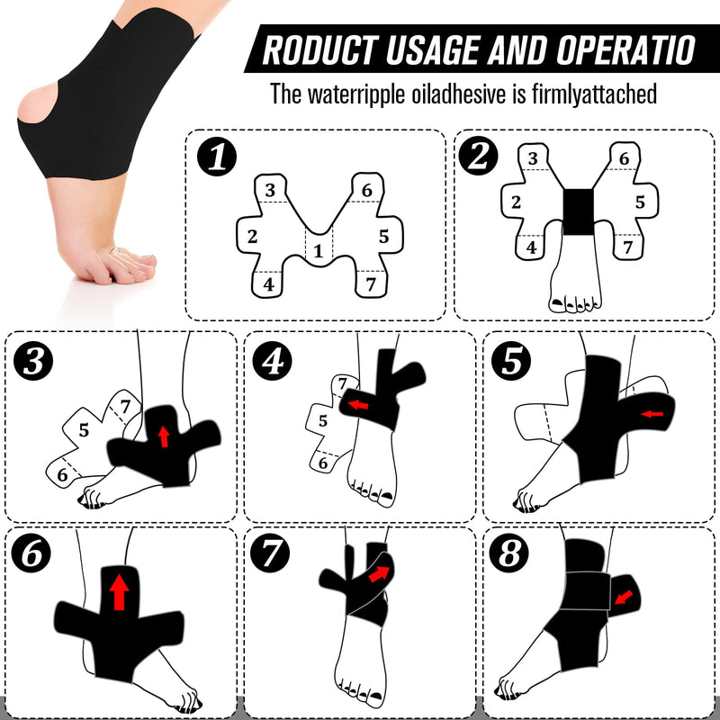 30 Pcs Precut Kinesiology Tape Set Ankle Knee and Shoulder Tape Bulk, Waterproof and Elastic, Breathable, Provides Support for The Muscles in Various Sports, Black