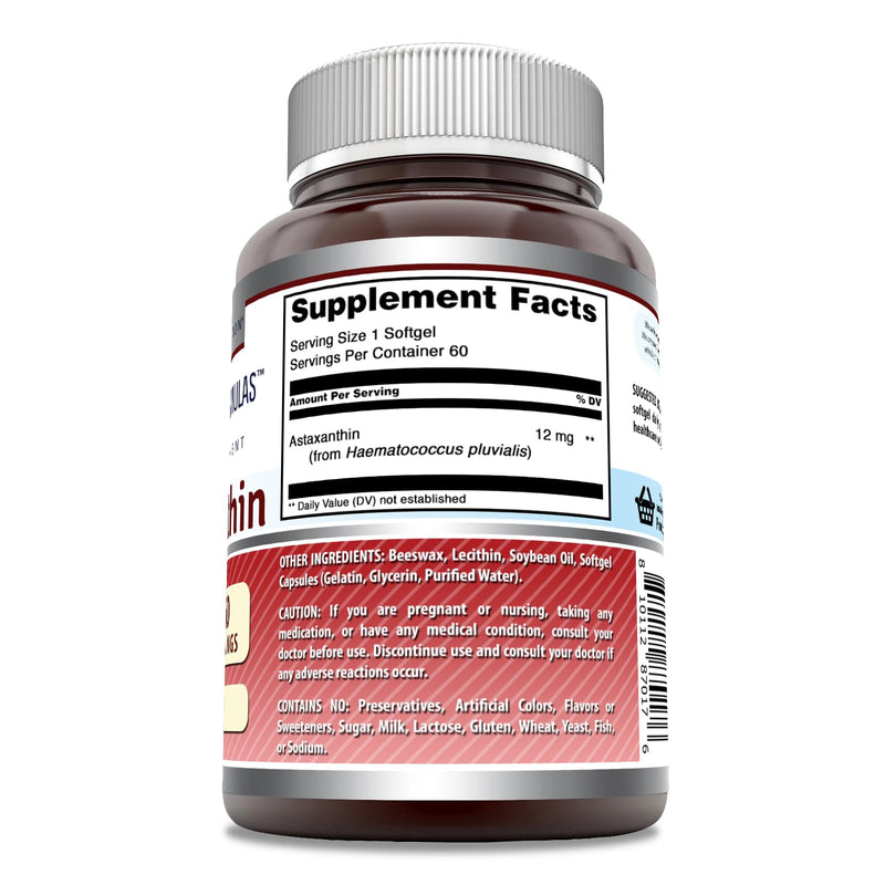 [Australia] - Amazing Formulas Astaxanthin 12 Mg Supplement | 60 Softgels | Non-GMO | Gluten Free | Made in USA 60 Count 