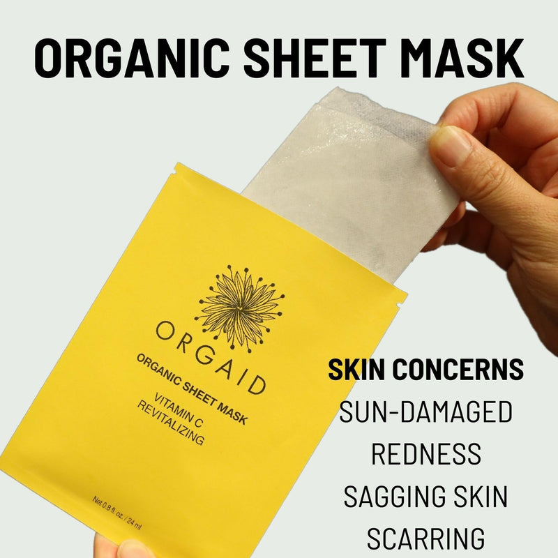 Organic Sheet Mask | Made in USA (Vitamin C & Revitalizing, pack of 4) Vitamin C & Revitalizing