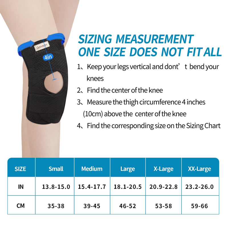 Galvaran Knee Brace with Side Stabilizers for Meniscal Tear Knee Pain ACL MCL Arthritis Injuries Recovery, Breathable Adjustable Knee Support for Men and Women Black Medium