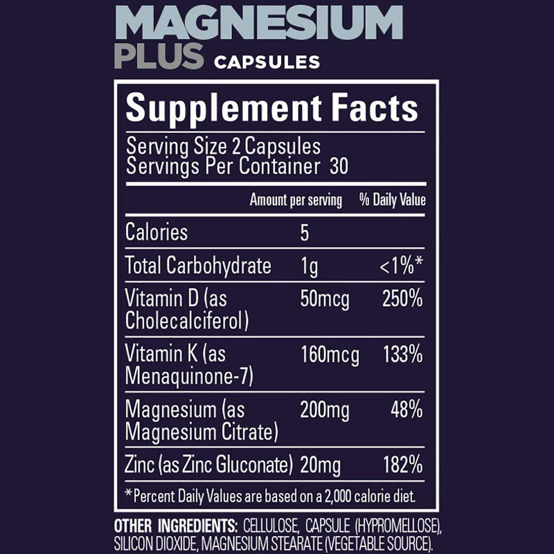 GU Energy Roctane Magnesium Plus Capsules with Vitamin K, D and Zinc, Informed Choice, Recovery Support After Any Workout, 60-Count Bottle (1-Month Supply)