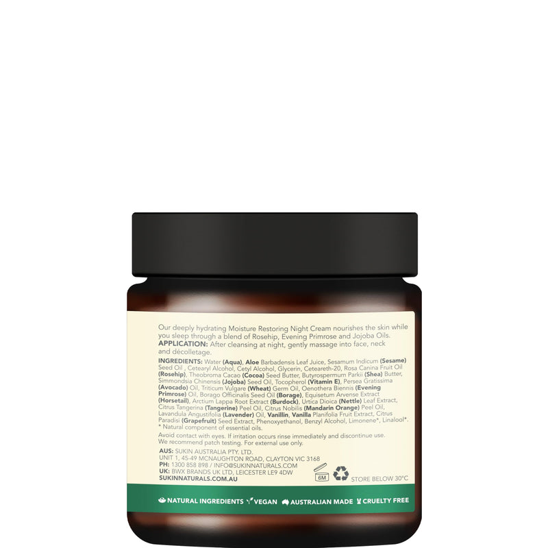 Sukin Signature Night Cream, Moisture Restoring – Dry Skin Face Cream with Botanicals, Shea Butter & Rosehip Oil, Naturally Rich in Vitamin A and Vitamin C, 4.06 Oz