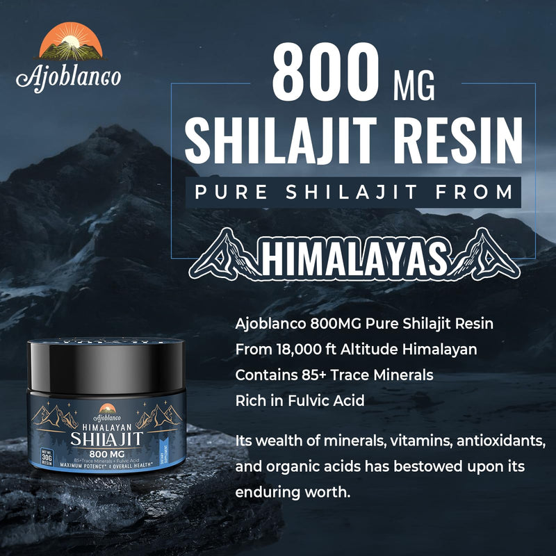 [Australia] - Ajoblanco 800 Mg Himalayan Shilajit Resin, Shilajit Pure Himalayan Organic, Shilajit Supplement with Purity, High Dosage & Potency for Energy, Strength & Immunity, Men & Women, 30 Grams 1.05 Ounce (Pack of 1) 