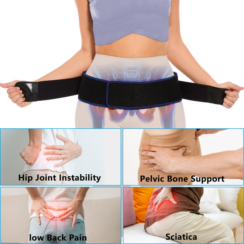 Sacroiliac SI Joint Belt - Lower Back Brace for Men and Women,Hip Braces for Pain Relief,Pelvic Support Belt for Sciatica Pelvis Lumbar(Large,Hip circumference45-54") Large Black