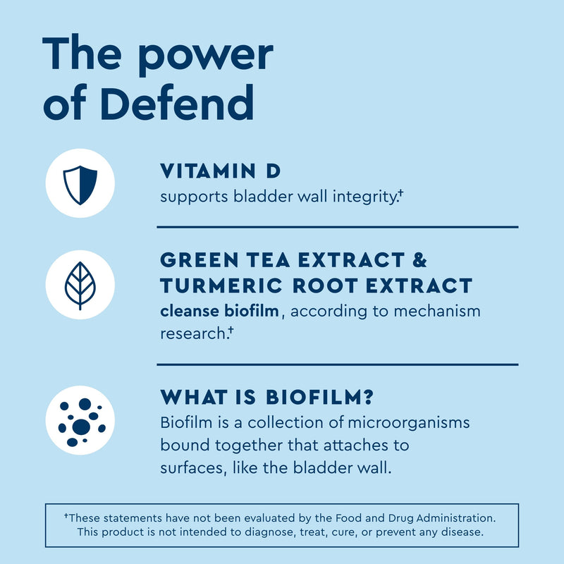 [Australia] - Uqora Defend - Urinary Tract Health Supplement - Support Bladder Health & Cleanse Biofilm* with D-Mannose, Green Tea Extract, Turmeric Extract & More - Gluten-Free - 60 Capsules (30-Day Supply) 60 Count (Pack of 1) 