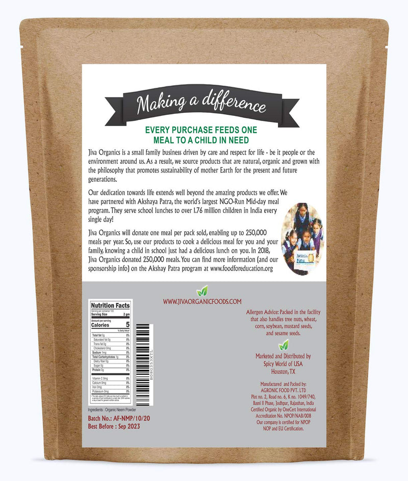[Australia] - Jiva Organics Organic Neem Leaf Powder 1.5 Pound Bulk Bag - Azadirachta Indica - Pure & Natural Ayurvedic Herb - Neem Powder for Eating, Skin, Gums, and More! 1.5 Pound (Pack of 1) 