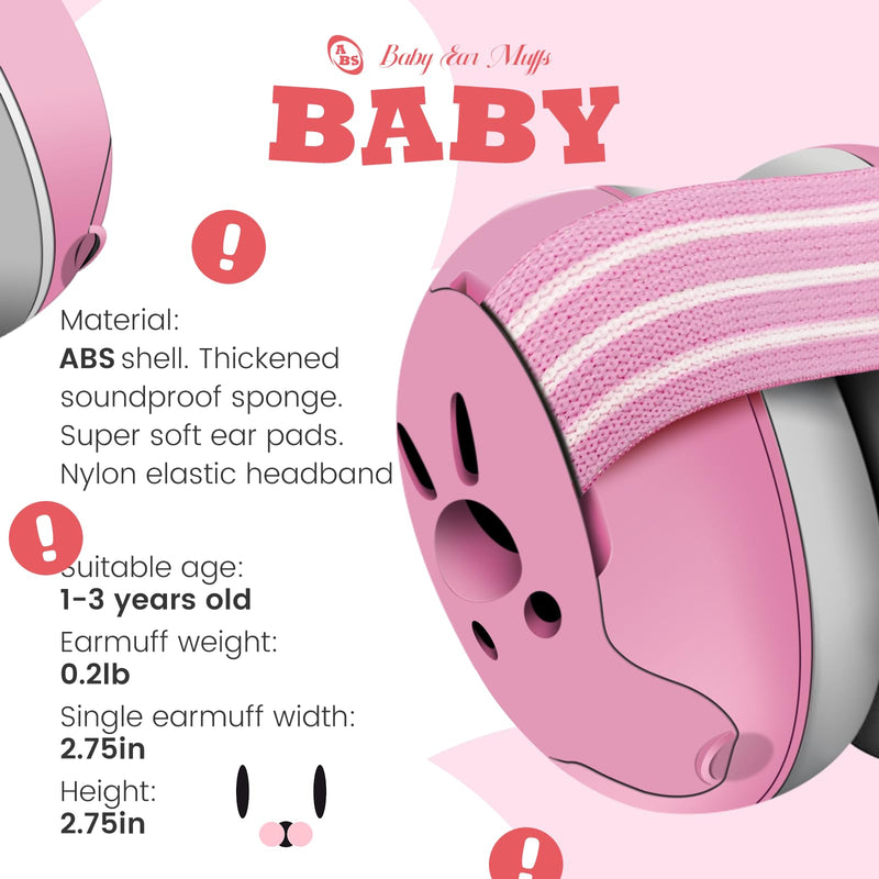 Gardtech Baby Headphones for Noise - Baby Ear Protection for Babies and Toddlers up to 36 Months, Noise Canceling Headphone for Infant Hearing Protection, Newborn 25dB SNR Ear muffs for Outdoor (Pink) Pink