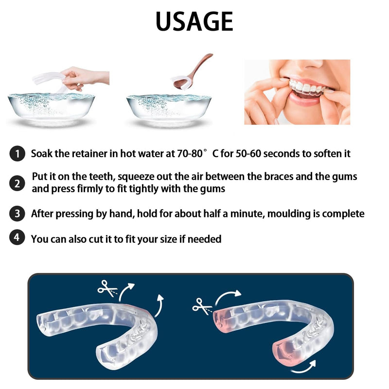 [Australia] - Thoquene Pack of 4 nighttime grinding splints, 2 sizes, grinding splints with whitening tray 