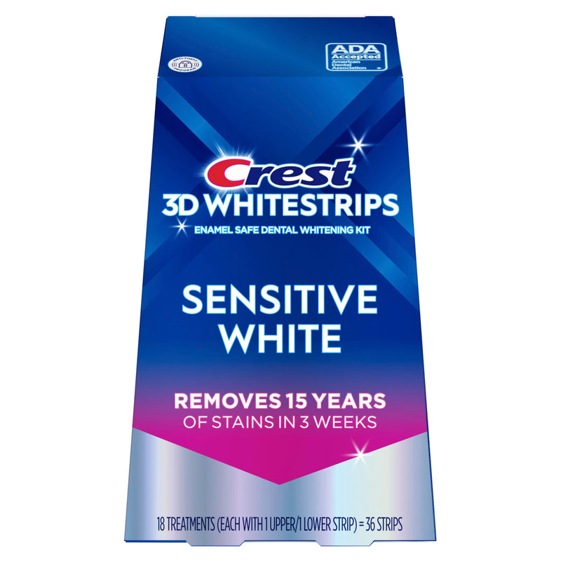 [Australia] - Crest 3D Whitestrips Sensitive At-Home Teeth Whitening Kit, 18 Treatments, Gently Removes 15 Years of Stains, Crest Whitestrips, Teeth Whitening Kit 