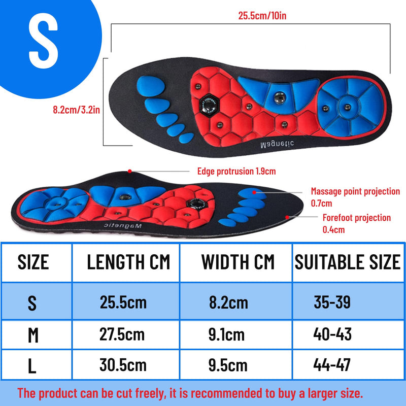 [Australia] - Magnetic insoles, Dwafill acupressure insoles, relieve foot fatigue, acupressure magnetic insoles, promote blood circulation, cuttable, suitable for men and women (S) S (35-39) 