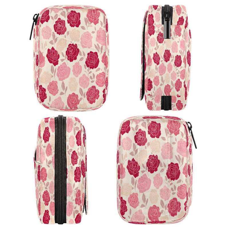Weekly Travel Pill Organizer Case for Purse with Removable 7 Day Box Portable Compact Size Pill Box Fashionable Pill Container for Medicine Vitamin Supplement Rose Pink Flower A03:rose