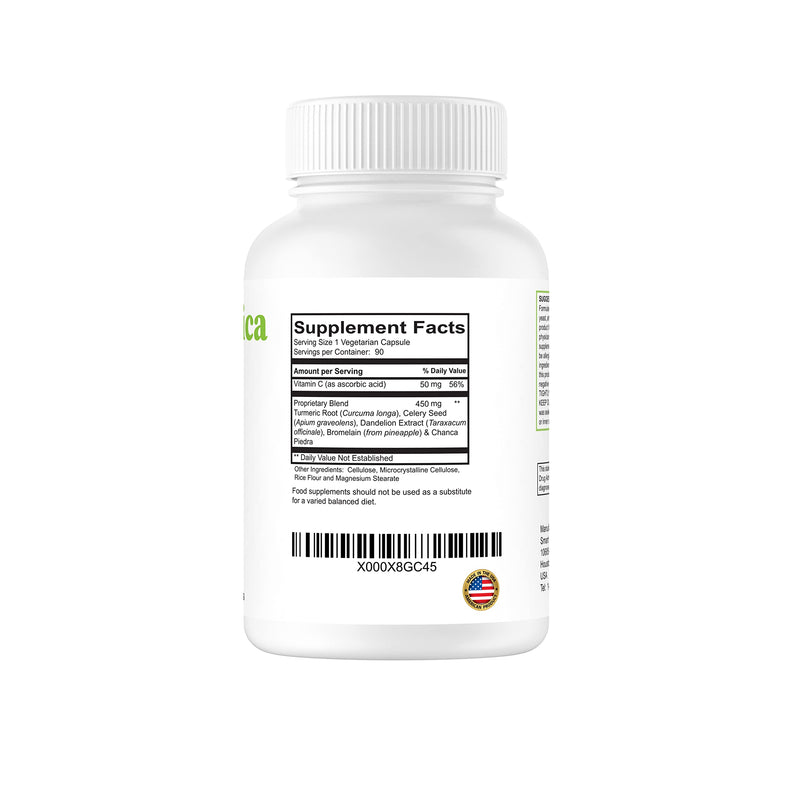NutriUrica - Uric Acid Support with 6 Key Ingredients - 500 mg 90 Vegetarian Capsules