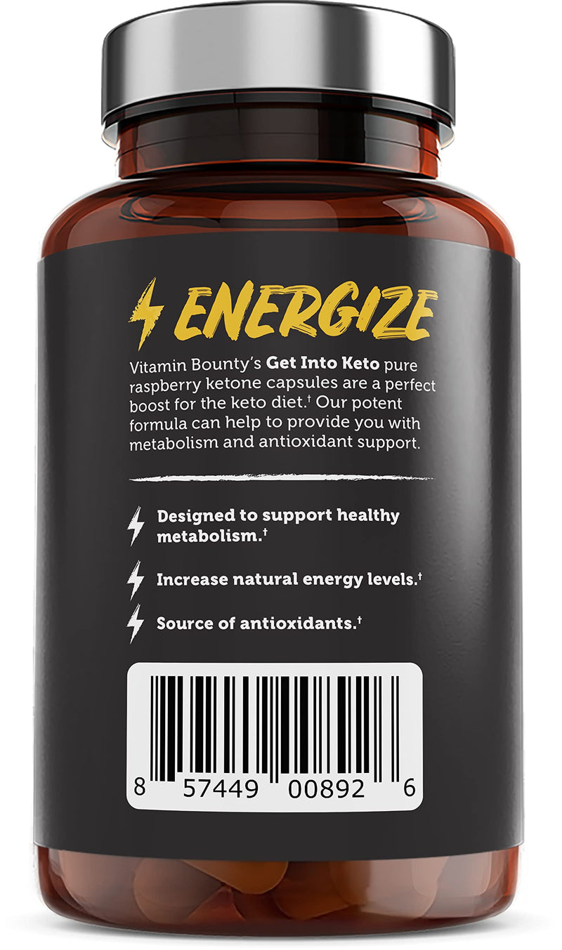 Vitamin Bounty Premium Raspberry Ketones Supplement - Keto Pills for Weight Loss - Promotes Ketosis & Metabolism Support - Keto Diet Aid - Energy Boost for Women & Men - 60 Capsules