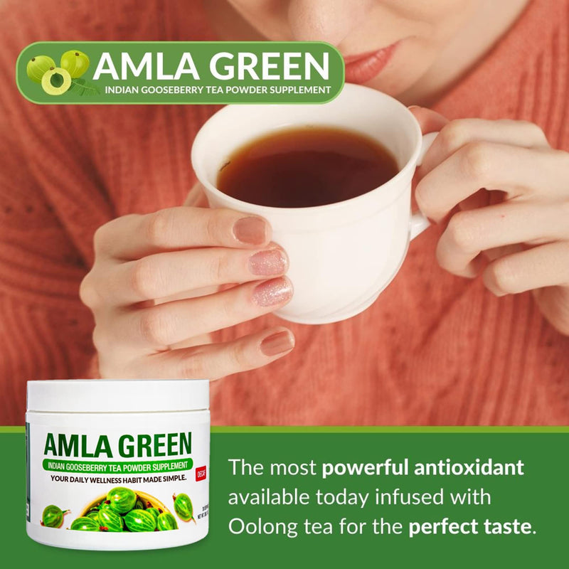 [Australia] - Amla Powder & Decaf Green Tea Superfood Supplement, 20x Ultra Concentrated Amla, Antioxidant Support, Made with Oolong Tea and Indian Gooseberries, Organic, Vegan, Decaf, 30 Servings 30 Servings (Pack of 1) 