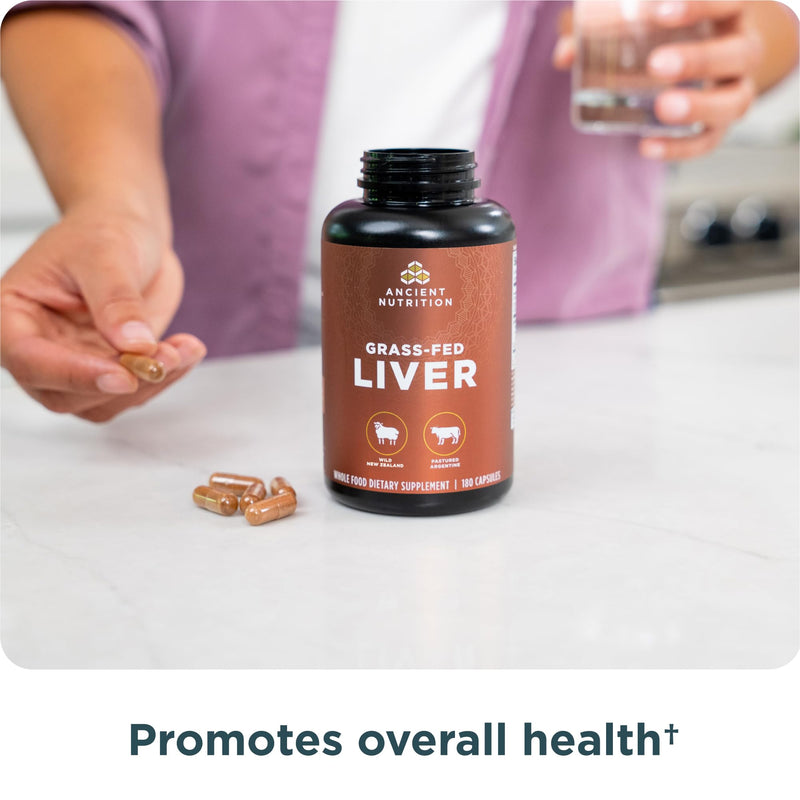 [Australia] - Ancient Nutrition Organ Supplements, Grass-Fed and Wild Organ Complex Capsules, Beef & Lamb Liver, Supports Healthy Blood, Gut, and Liver, 180 Ct 