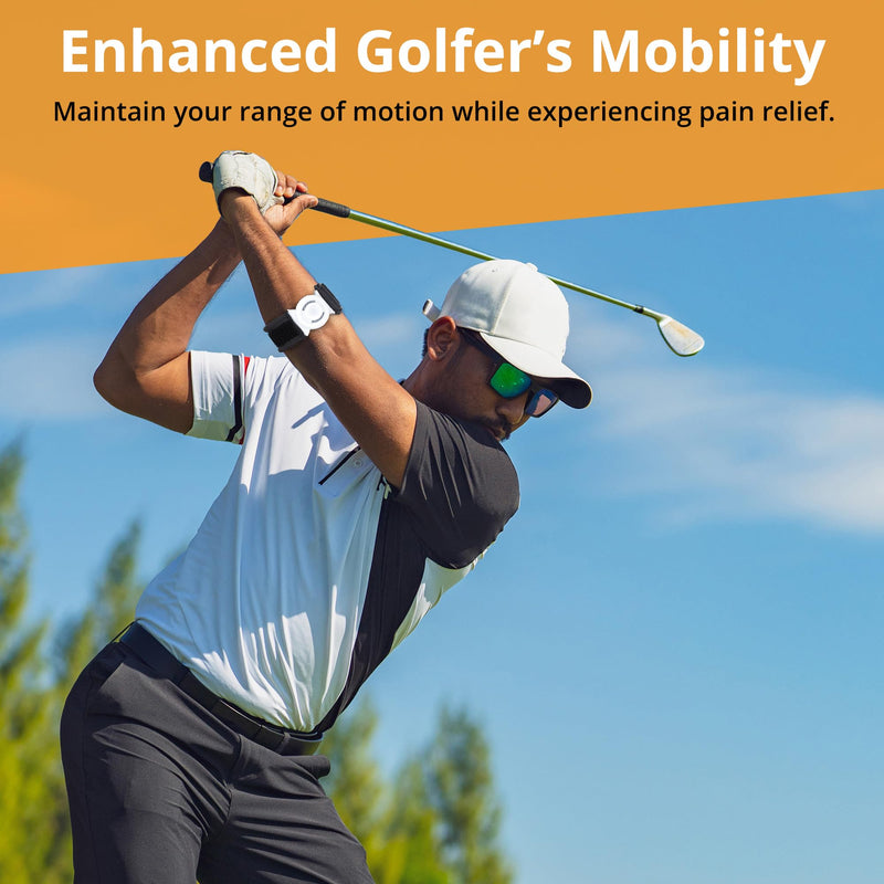 Bullseye Elbow Strap – Targeted Compression Brace for Tennis & Golfer's Elbow Pain Relief – Unique Silicone Pad Design – Breathable Fabric – Easy to Wear - Adjustable Fit for Left or Right Arm - L/XL (23-27cm)