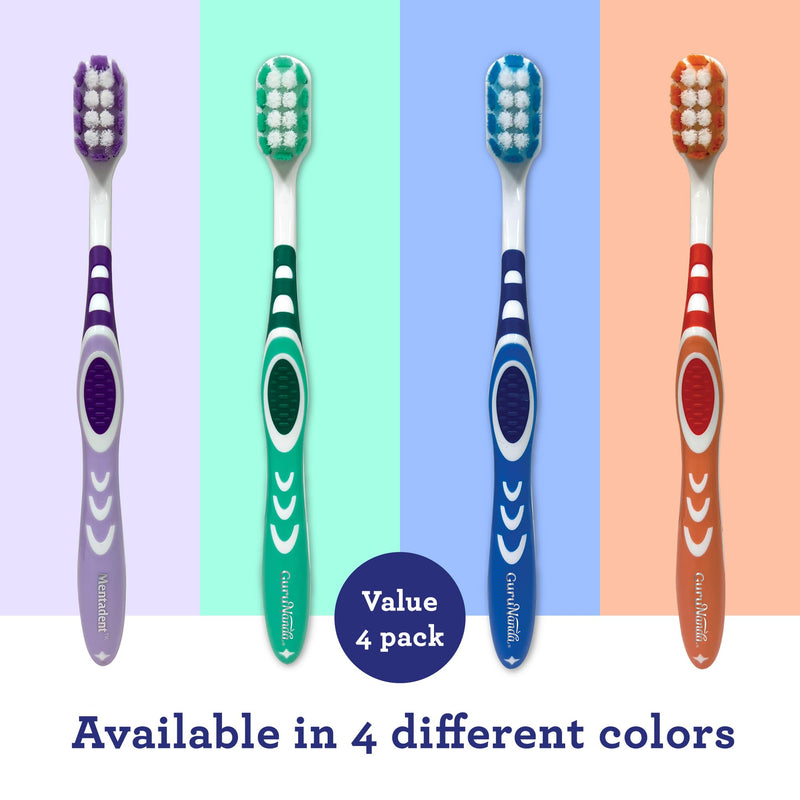 [Australia] - GuruNanda Whitening Toothbrush - with Softex Bristles & Non-Slip ErgoDexa Handle - Perfect for Sensitive Teeth & Gums & Complete Oral Care (Pack of 4) 4 Count (Pack of 1) 