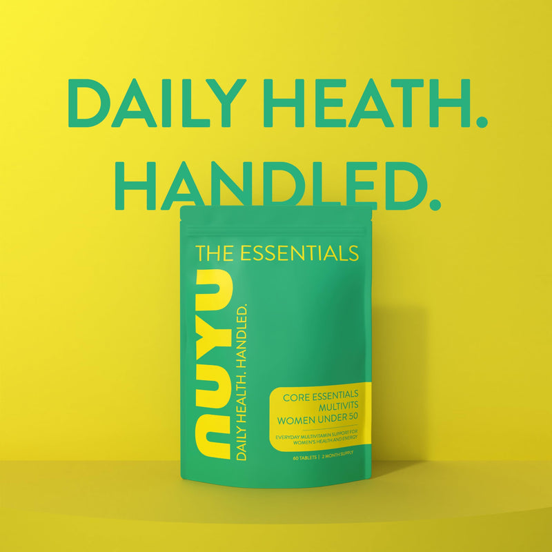 NUYU Core Essentials MultiVits Tablets for Women Under 50 - High Strength Daily Vitamins & Minerals with Iron & Magnesium - Energy, Immunity & Vitality Support. One-a-Day, 2 Month Supply.
