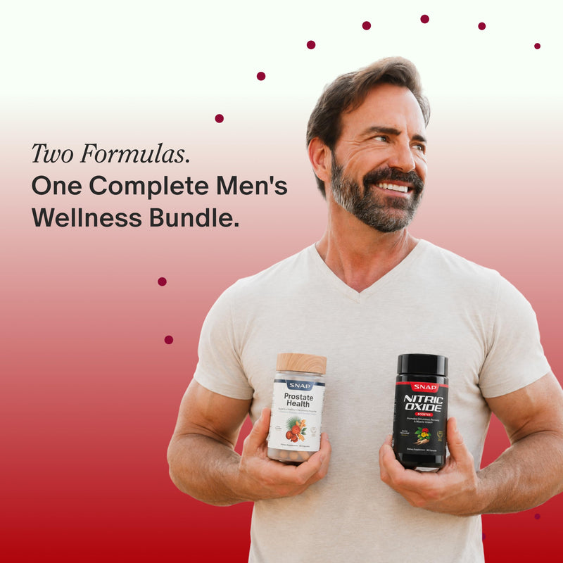 Snap Supplements Prostate Health + Nitric Oxide Booster Bundle, 90 Caps Ea | Stinging Nettle, Saw Palmetto for Men, Prostate Support Supplement, Nitric Oxide Supplements for Men, L-Arginine L-Citrulline 180 Count (Pack of 1)