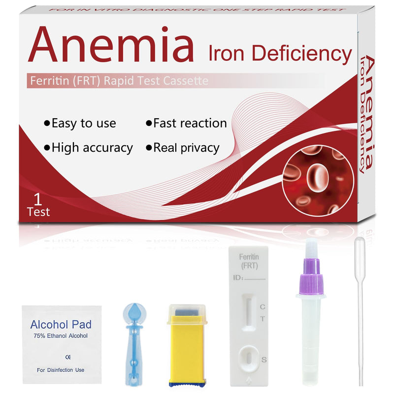 Iron Deficiency Test Kit – Accurate & Easy at-Home Test to Monitor Iron Levels, Suitable for Both Children and Adults-ONE Test 1 Count (Pack of 1)