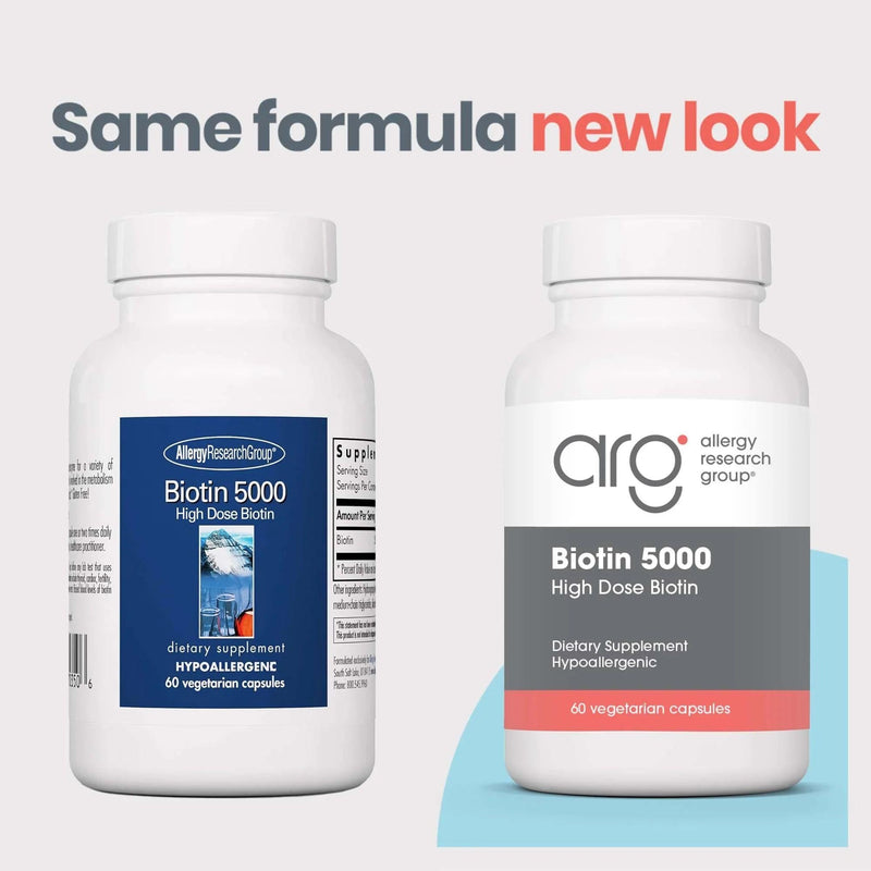 Nutricology Biotin 5000 mcg, Hair Skin and Nails, 60 Capsules | 5000 mcg Vitamin B Biotin for Metabolism, Energy Production and Hair, Skin and Nail Support, Gluten-Free, 60 Servings