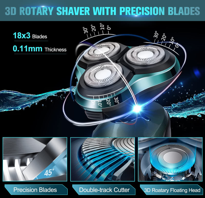 Electric Razr for Men, Electric Shavers for Men's Faces, Detachable Blade 3D Rotary for Shaving with Nose Trimmer Face Cleaning Brush Head Shavers