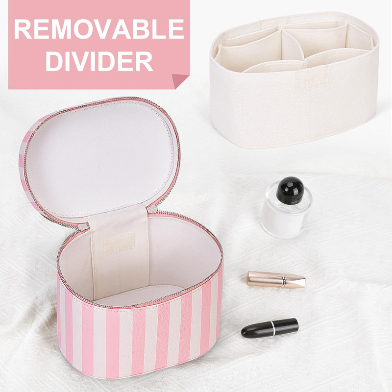 YFGBCX Makeup Bag(Brown)+Makeup Bag(Pink Stripe)