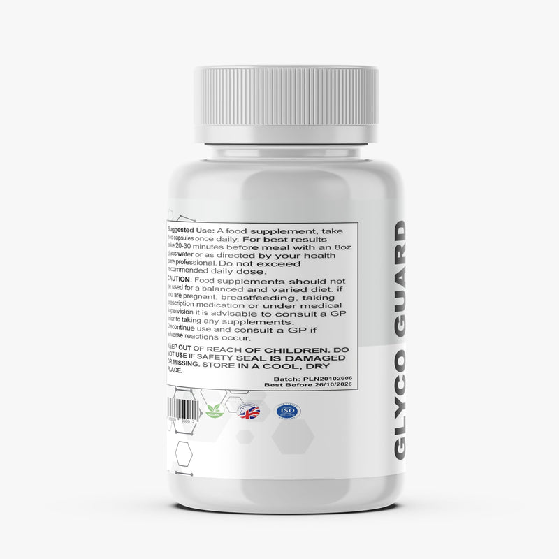 Glycoguard Glycogen Control - Blood Sugar Support & Weight Management | 100% Natural / 60 Capsules/Food Supplement- Slim Warriors