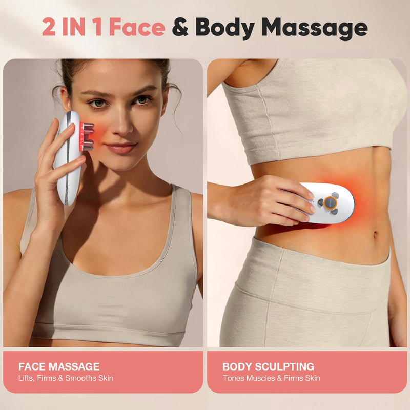 3-in-1 Electric Cellulite Massager, 3-in-1 Body Sculpting Machine for Stomach, Waist, Arms, Legs, Handheld Adjustable Cellulite Massage Tool, Skin Tightening Tool for Women and Men, White
